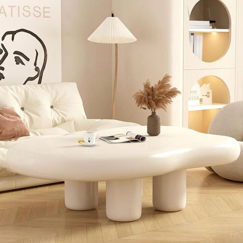 Table basse bois nuage organique