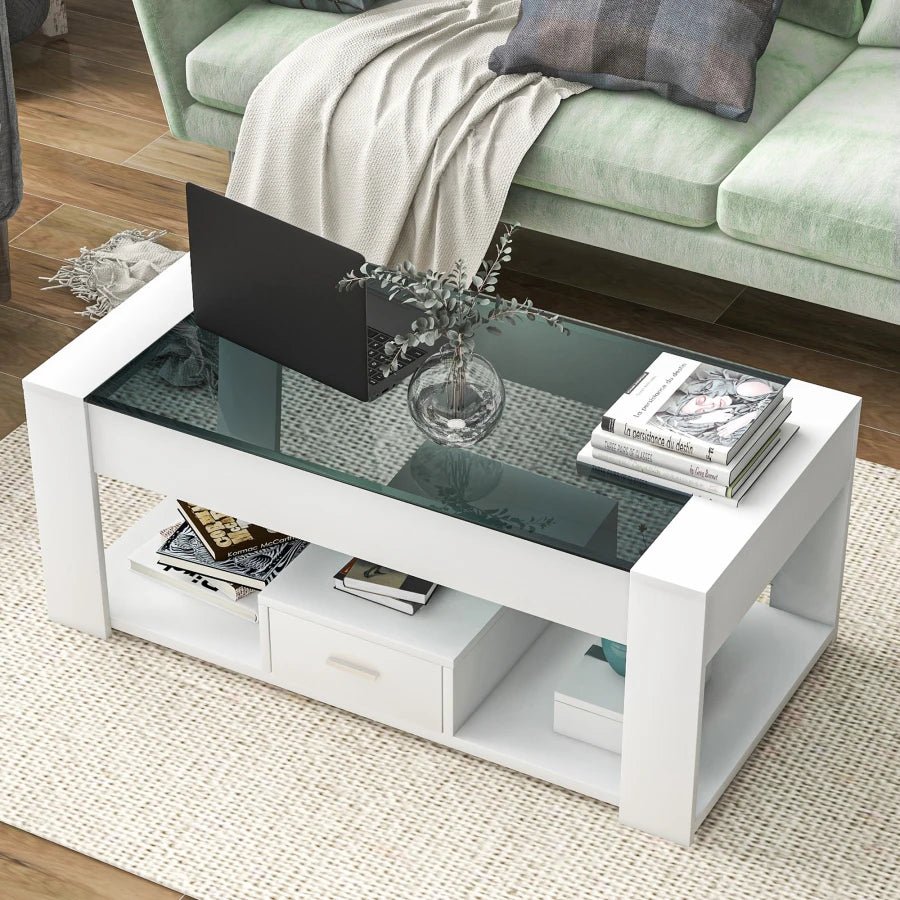 Table basse de salon en verre
