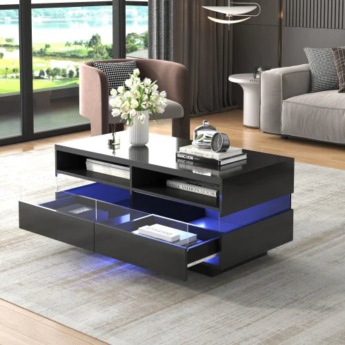 Table basse moderne a compartiment