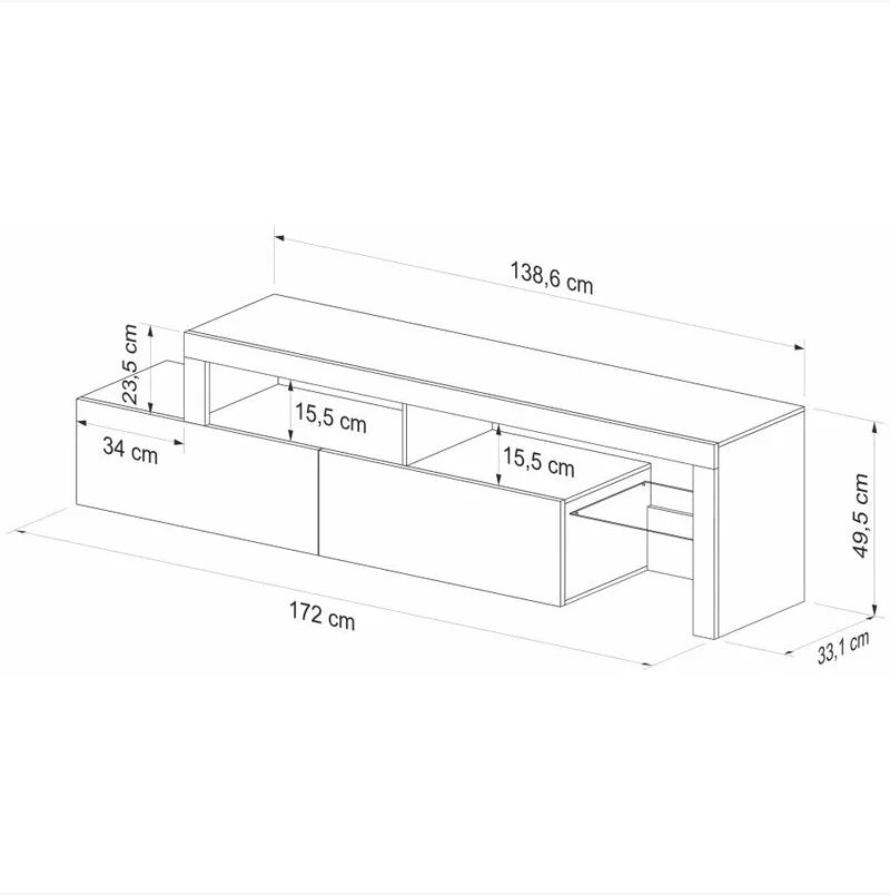 Meuble TV de Salon Moderne en Chêne 172 cm
