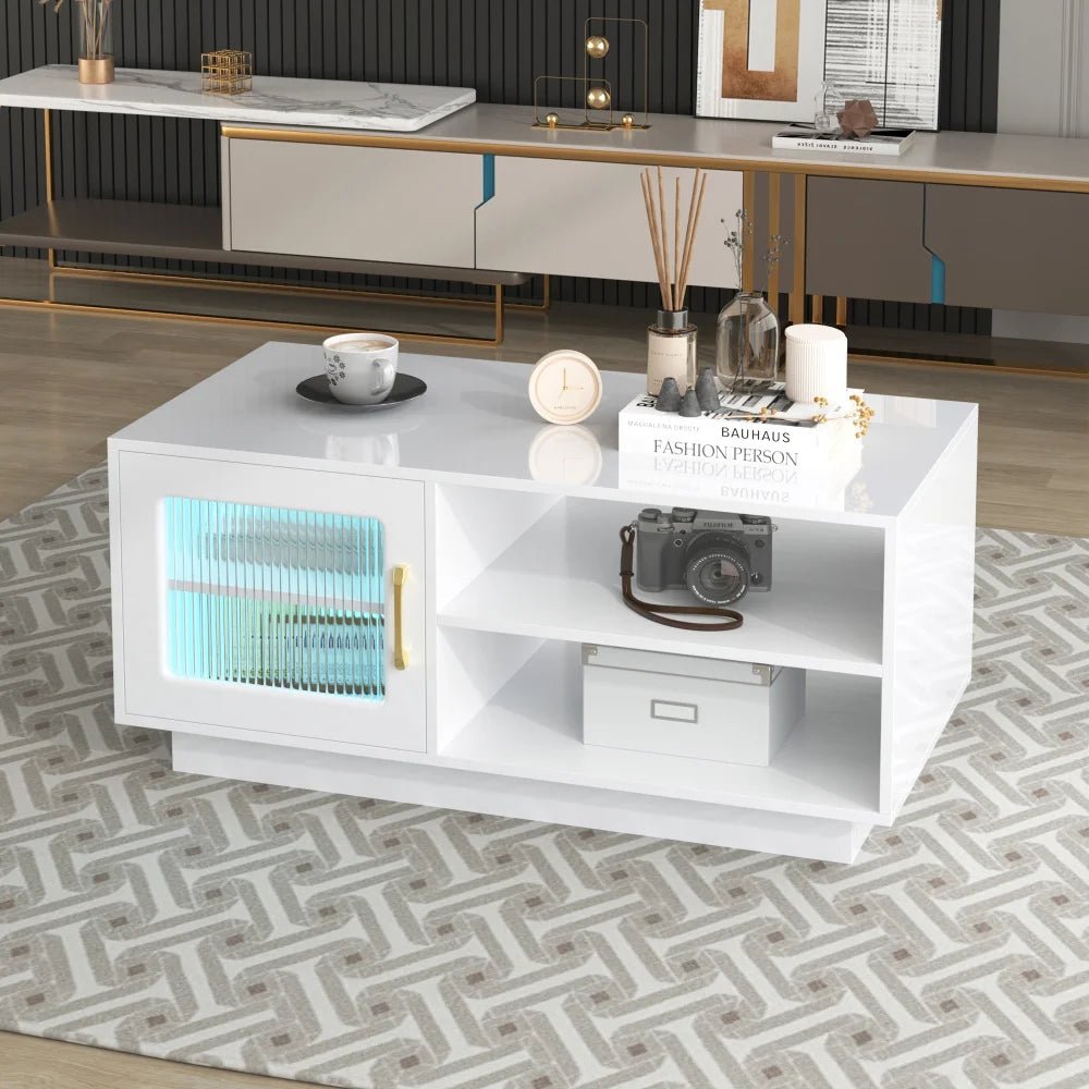 Table basse a rangement LED connecté