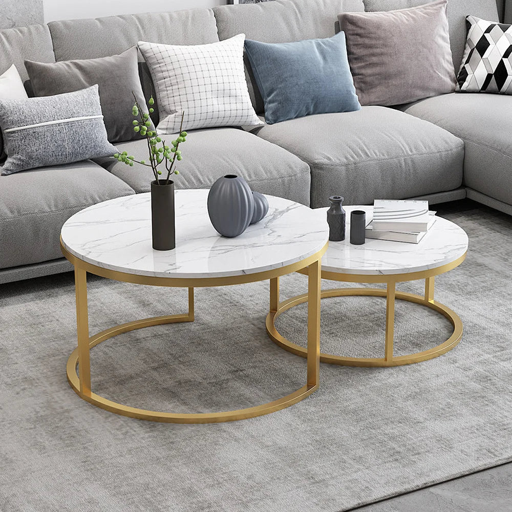 Table basse gigogne ronde Marmora en marbre