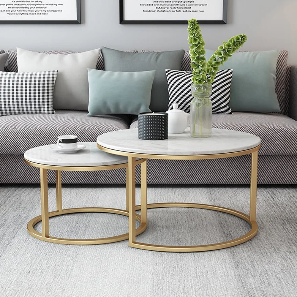 Table basse gigogne ronde Marmora en marbre