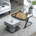 Table basse gigogne Vitrea en verre et marbre