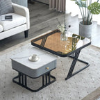 Table basse gigogne Vitrea en verre et marbre