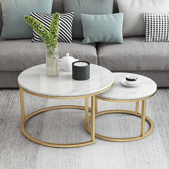 Table basse gigogne ronde Marmora en marbre