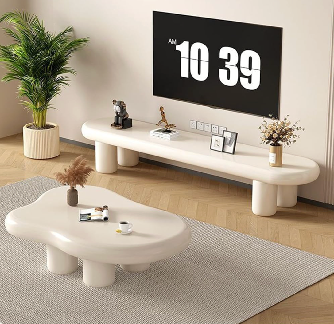 Table basse bois nuage organique