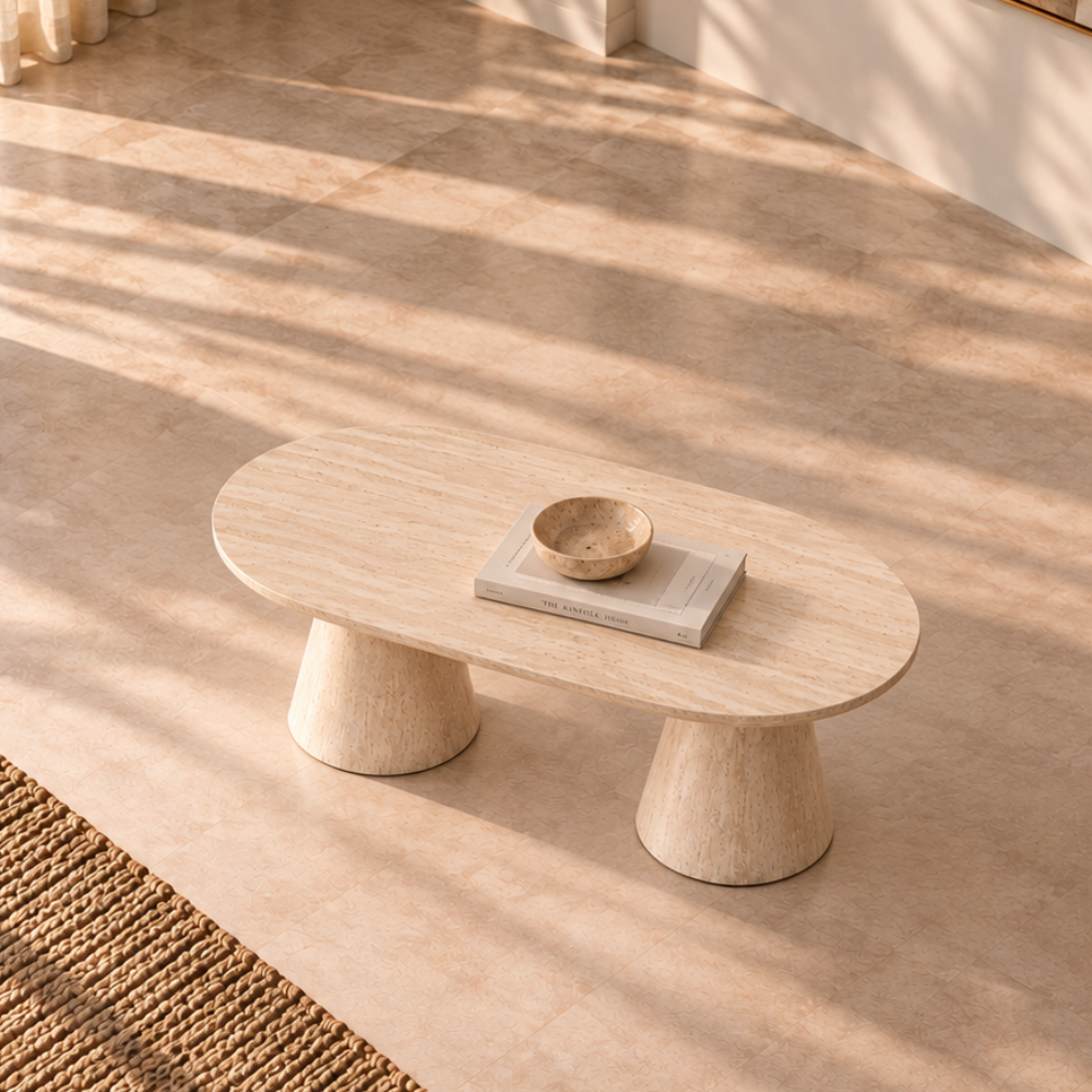 Table basse Liséa beige en travertin