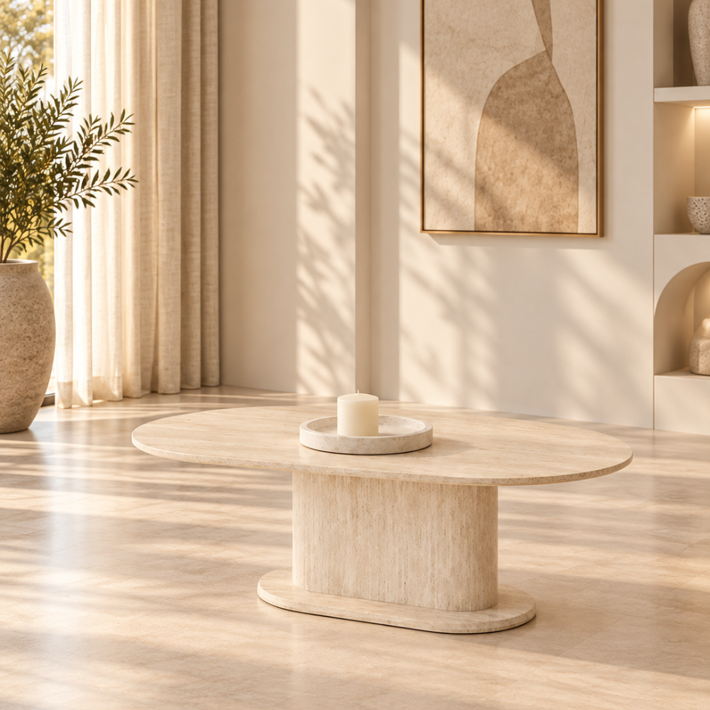 Table basse Sirane beige travertin
