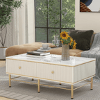 Table basse rectangulaire Alba en marbre blanc