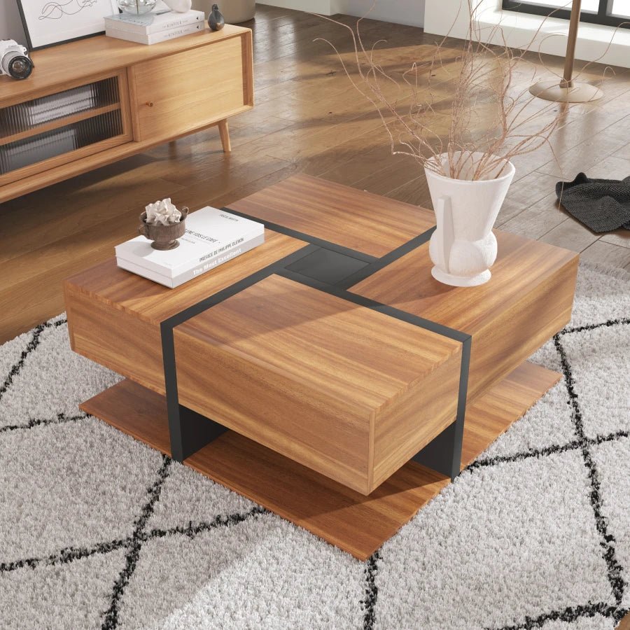 Table basse Tiloé en bois à 4 tiroirs