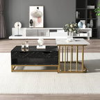 Table basse gigogne Aurélia en marbre et doré