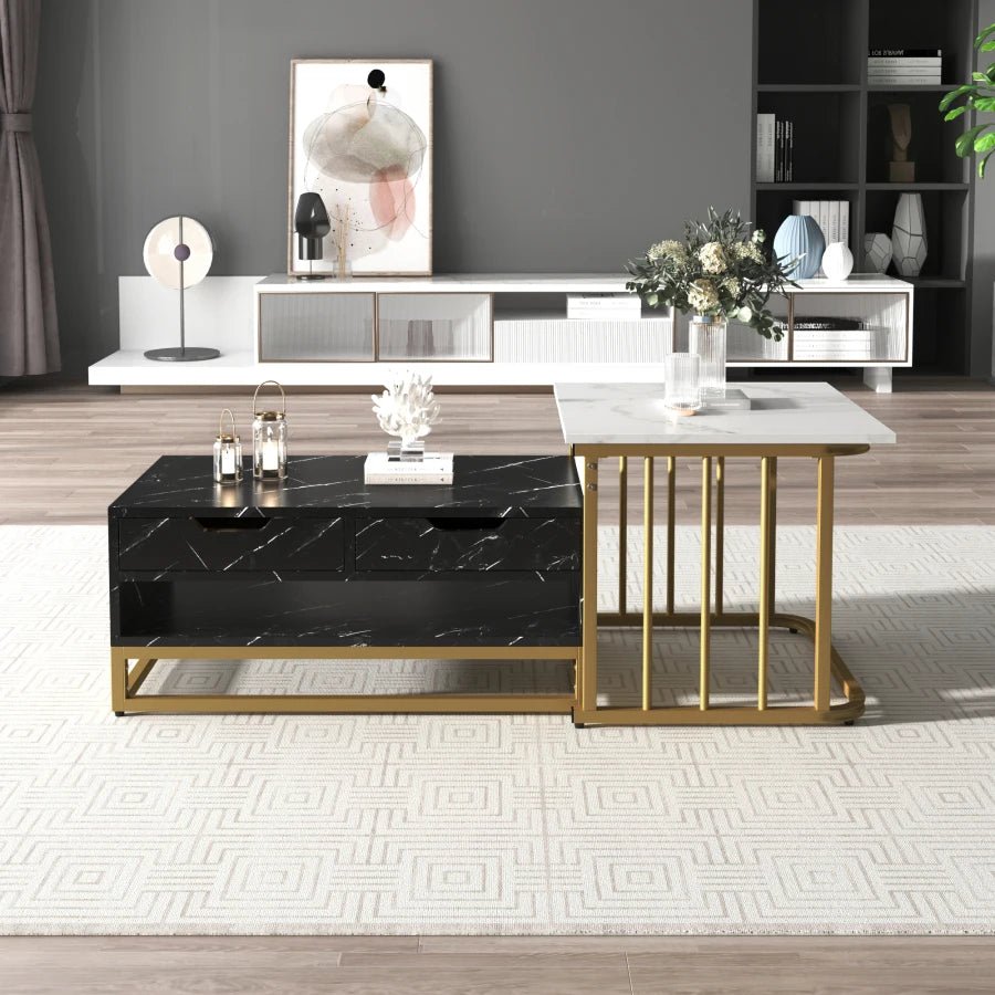 Table basse gigogne Aurélia en marbre et doré