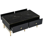 Table basse Noctis en marbre noir et doré