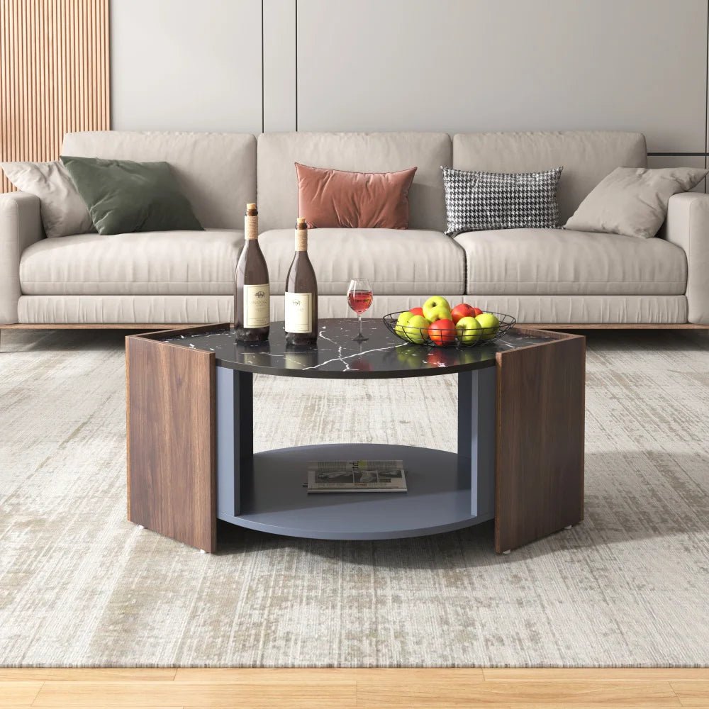 Table basse Ombra en marbre et noyer