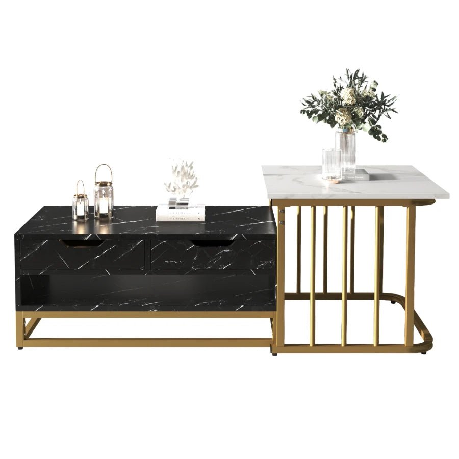 Table basse gigogne Aurélia en marbre et doré