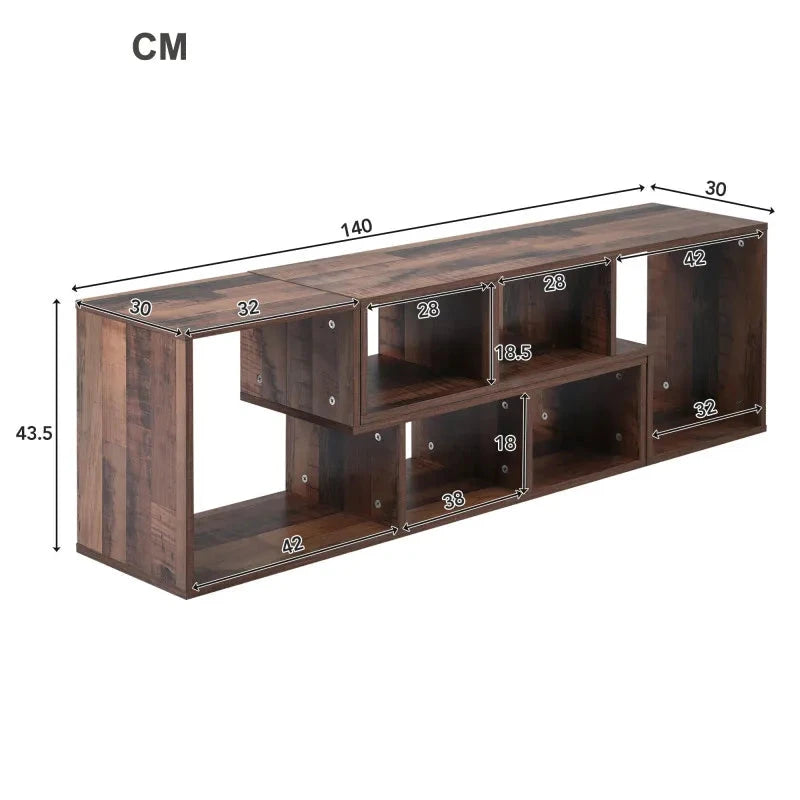 Meuble TV en Bois avec Rangement Irrégulier à LED