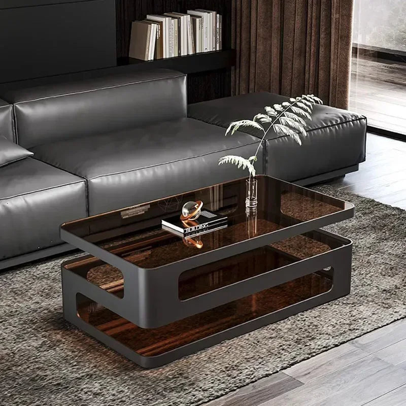 Table basse rectangulaire Lyriel en verre à LED