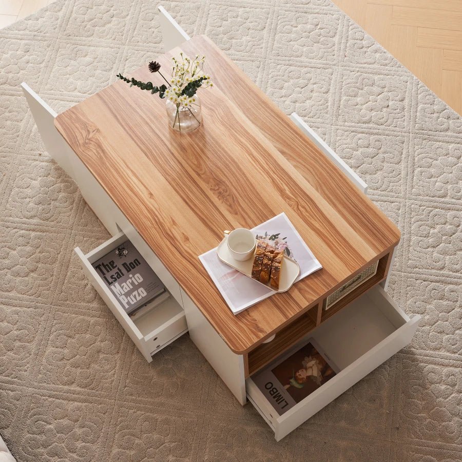 Table basse relevable en bois
