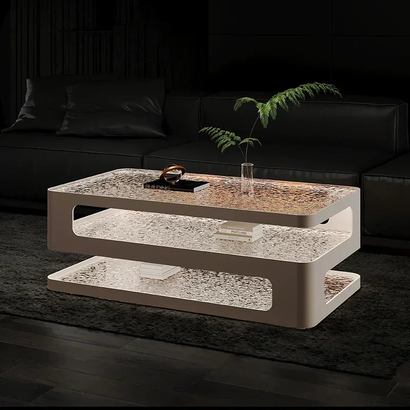 Table basse rectangulaire Lyriel en verre à LED
