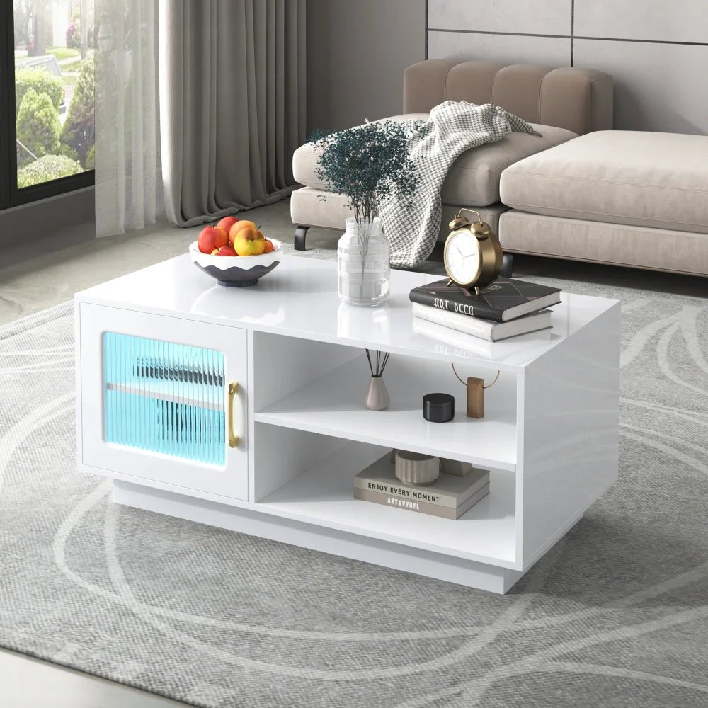 Table basse Élyra à LED avec rangements
