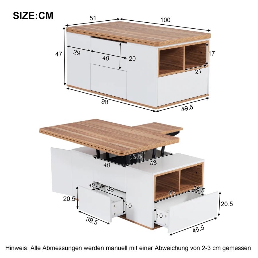 Table basse relevable en bois