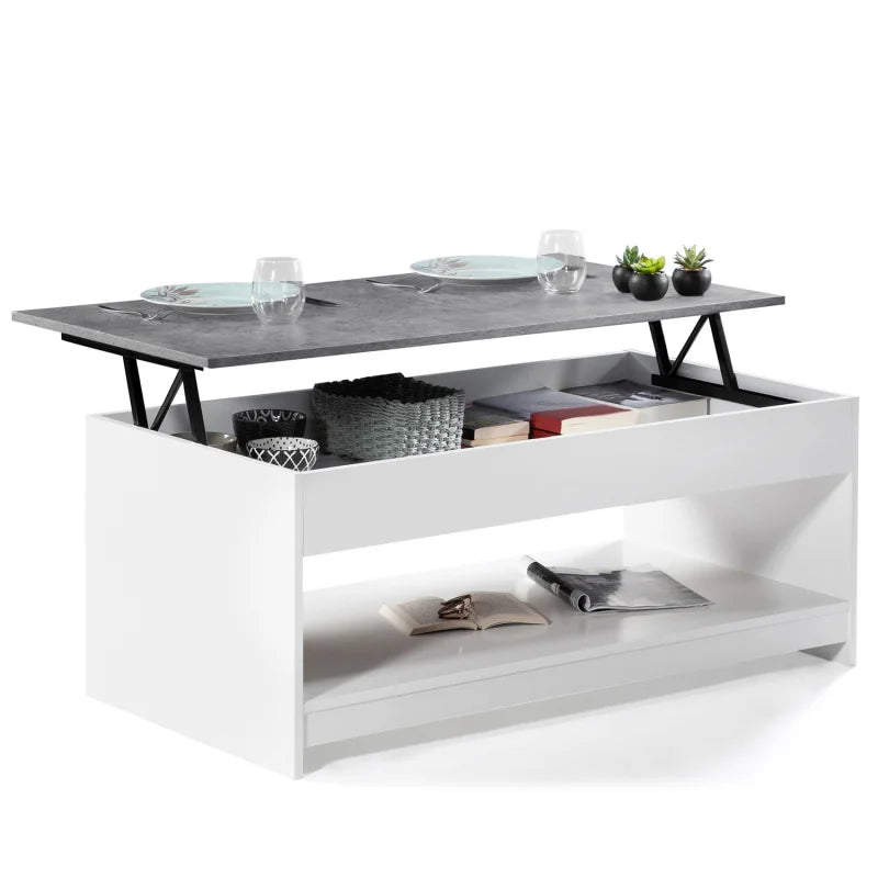 Table basse élévatrice Eldra en bois massif