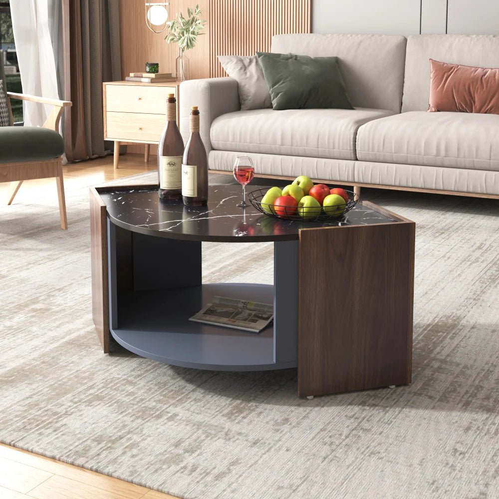 Table basse Ombra en marbre et noyer