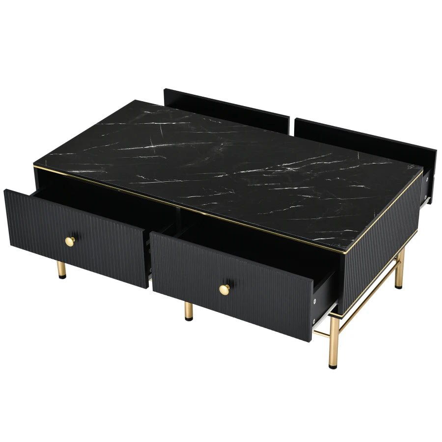 Table basse Noctis en marbre noir et doré