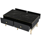 Table basse Noctis en marbre noir et doré