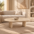 Table basse Calixe beige travertin