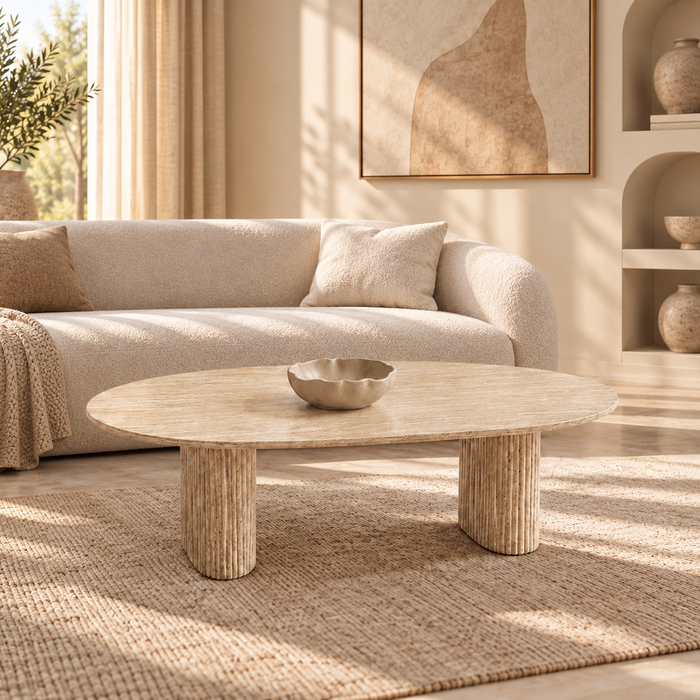 Table basse Calixe beige travertin
