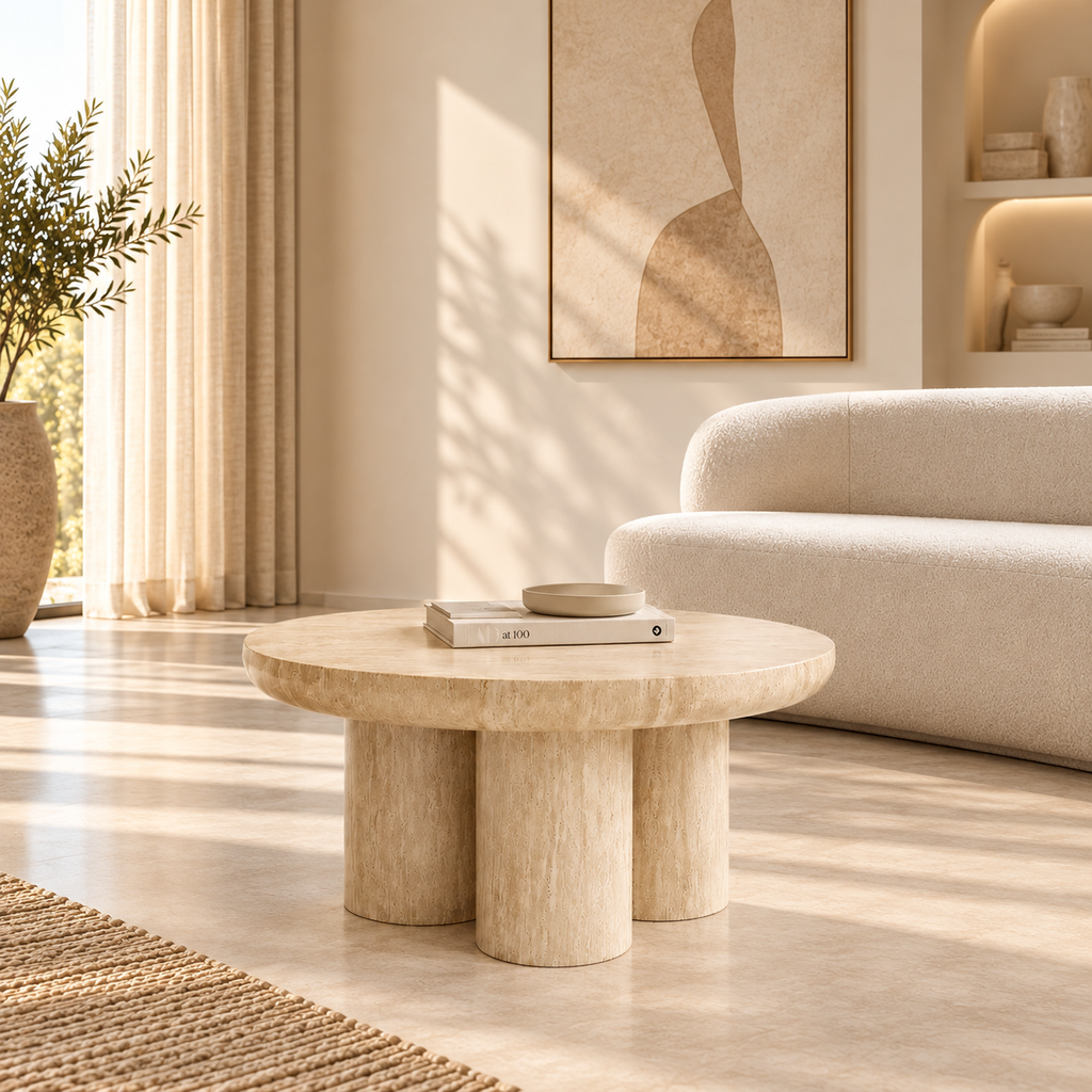 Table basse Norelle beige travertin