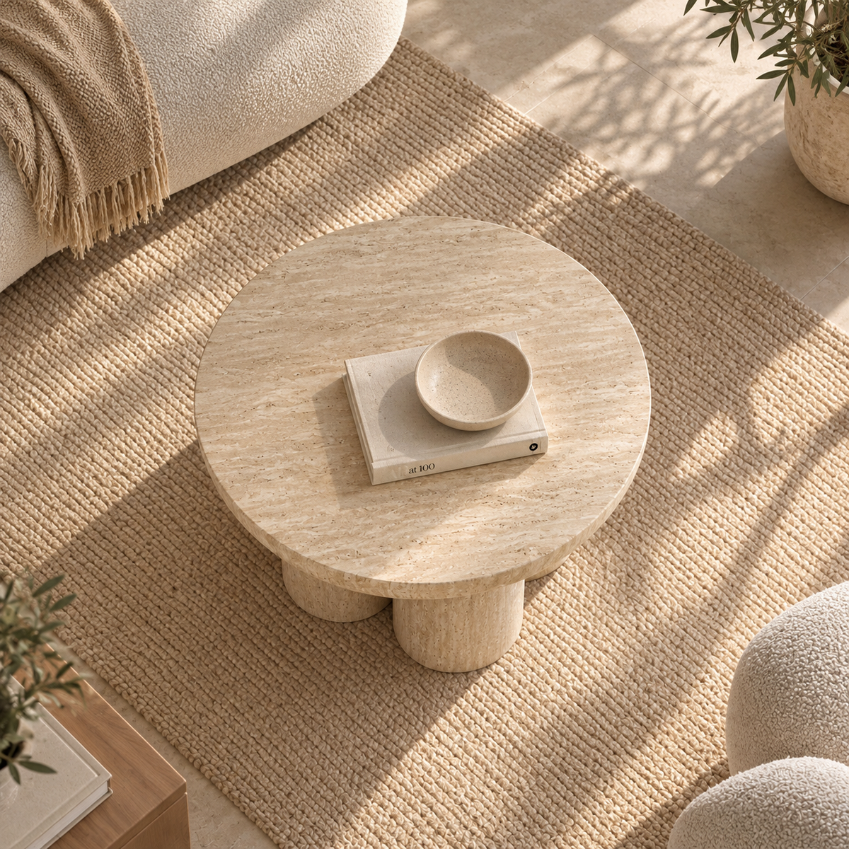 Table basse Norelle beige travertin