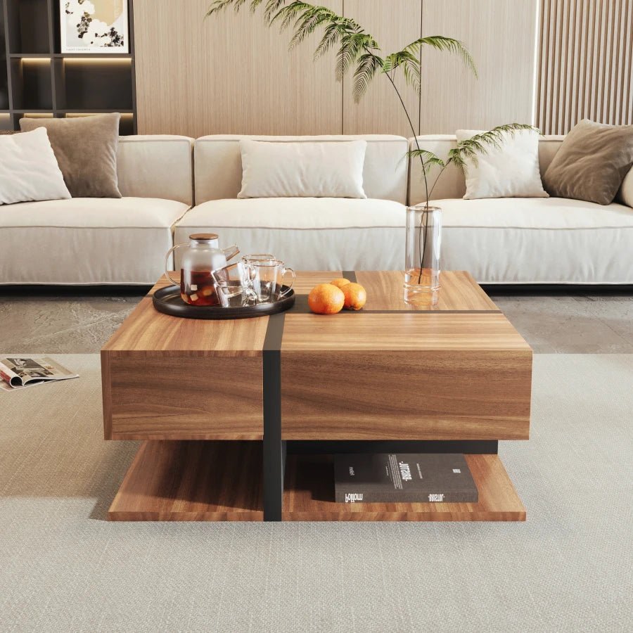 Table basse Tiloé en bois à 4 tiroirs