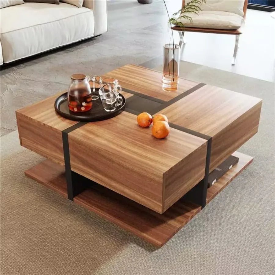 Table basse Tiloé en bois à 4 tiroirs