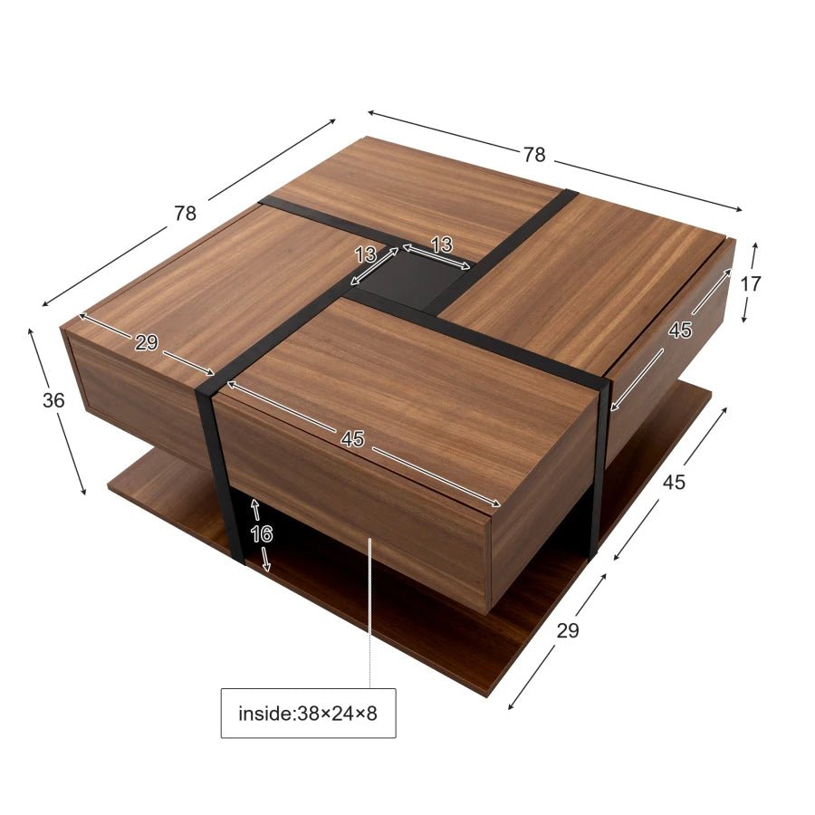 Table basse Tiloé en bois à 4 tiroirs
