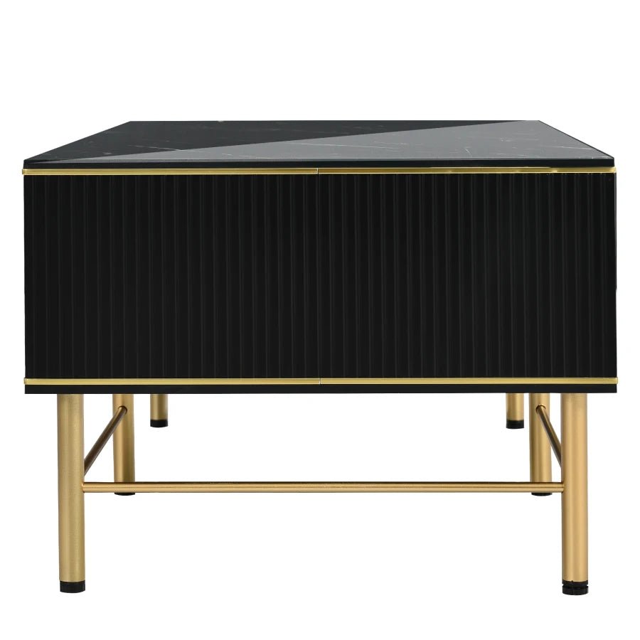 Table basse Noctis en marbre noir et doré