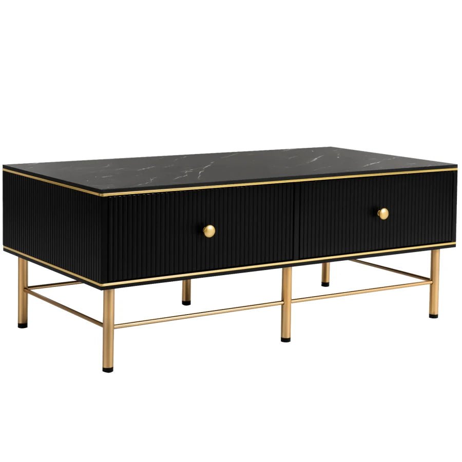 Table basse Noctis en marbre noir et doré