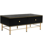 Table basse Noctis en marbre noir et doré