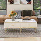 Table basse rectangulaire Alba en marbre blanc