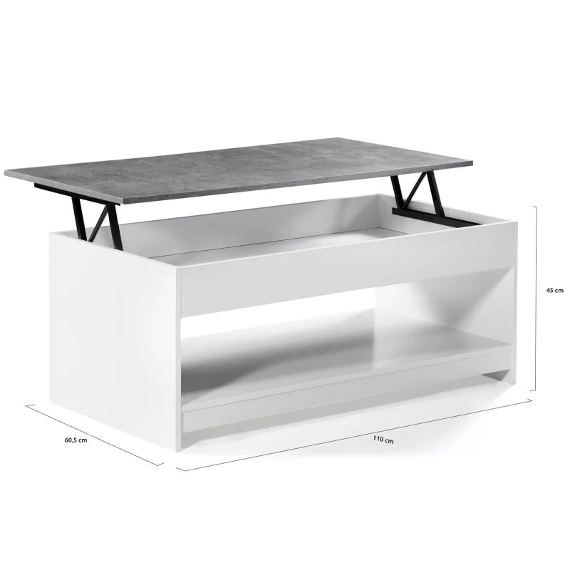 Table basse élévatrice Eldra en bois massif