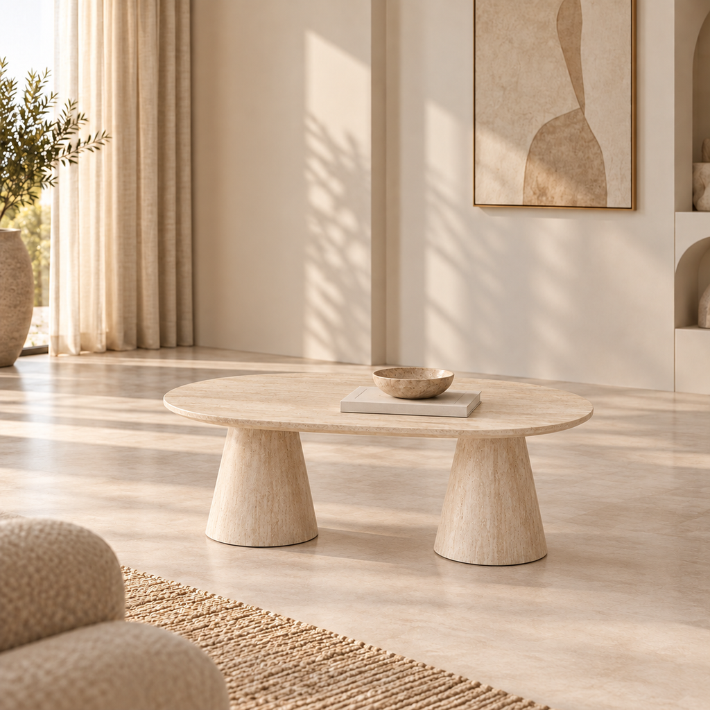 Table basse Liséa beige en travertin