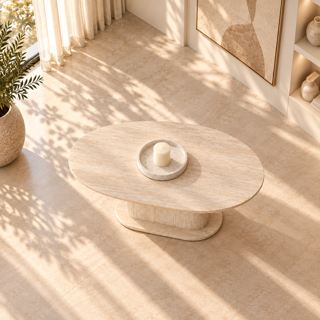 Table basse Sirane beige travertin