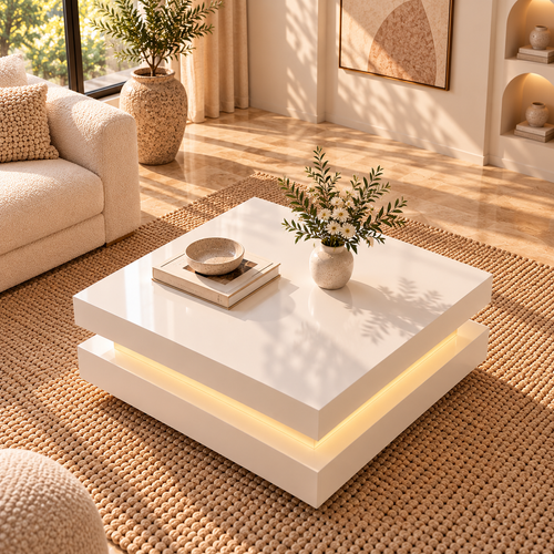 Table basse carrée Lysène à LED
