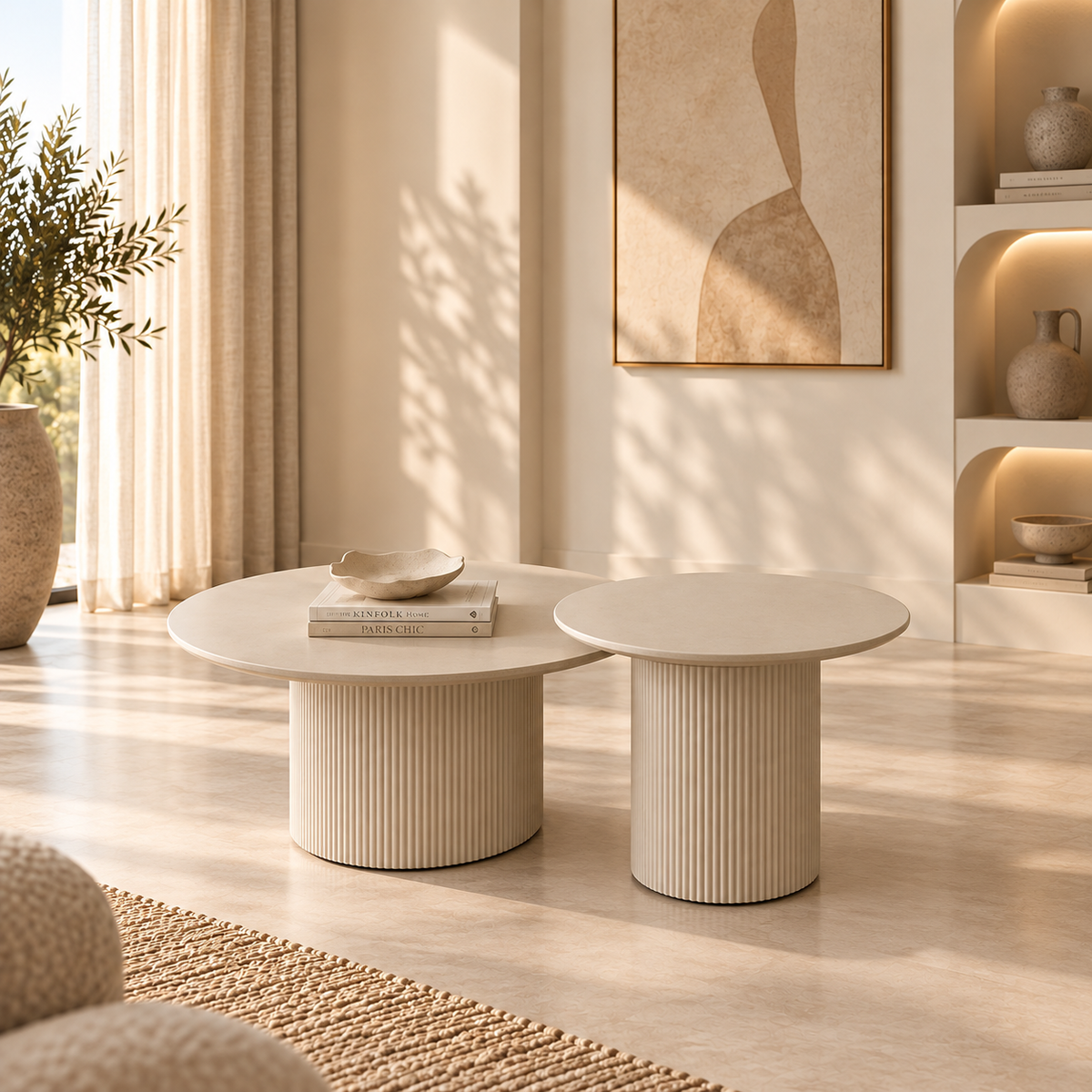 Tables basses Saëlle gigognes crème en bois