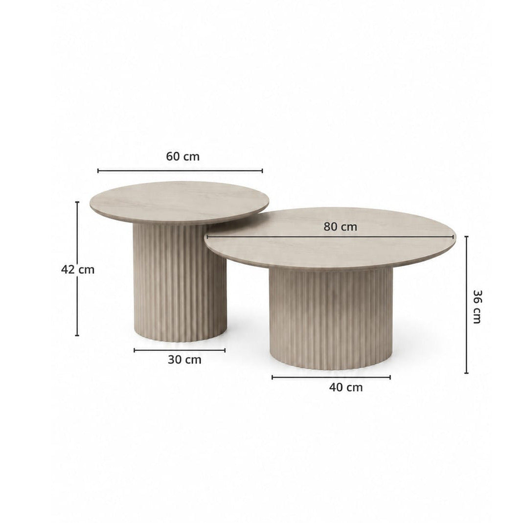 Tables basses Saëlle gigognes crème en bois