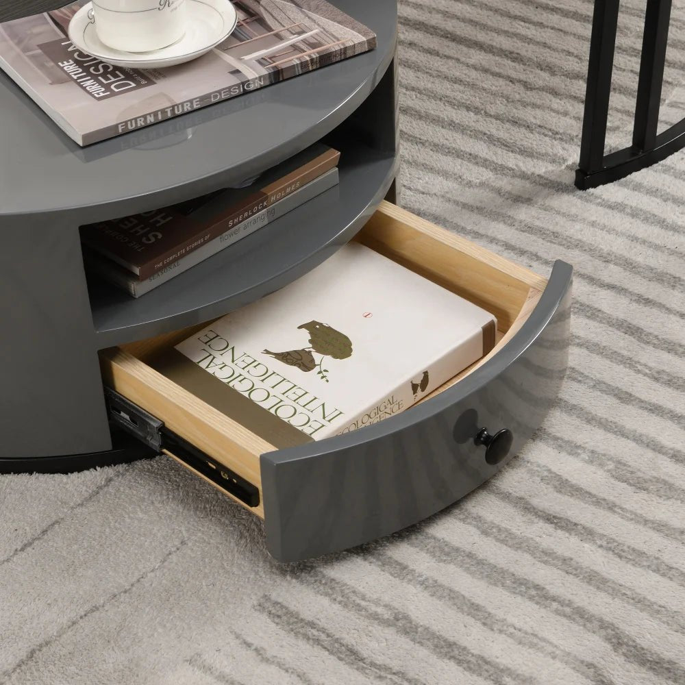 Table basse gigogne Dualis noir et blanc
